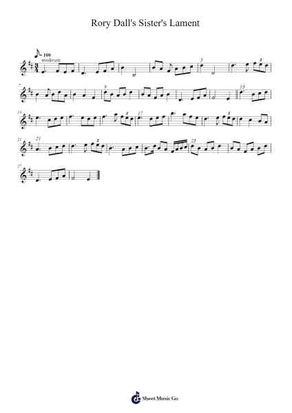 Rory Dall's Sister's Lament Sheet Music oleh Simpnence-Arr.Drewyes Deirty