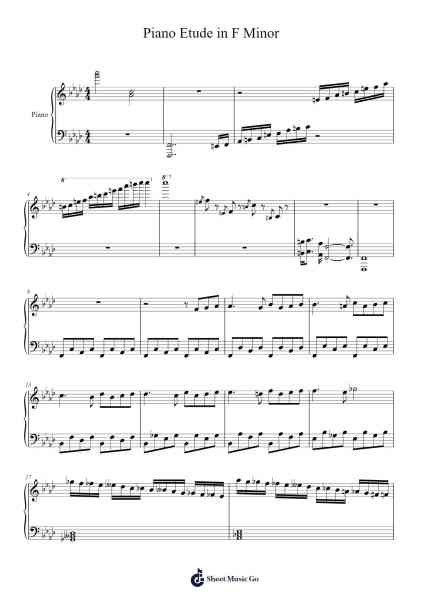Piano Etude in F Minor 악보 Sasha Grossman - 편곡 Stonelian Chantham