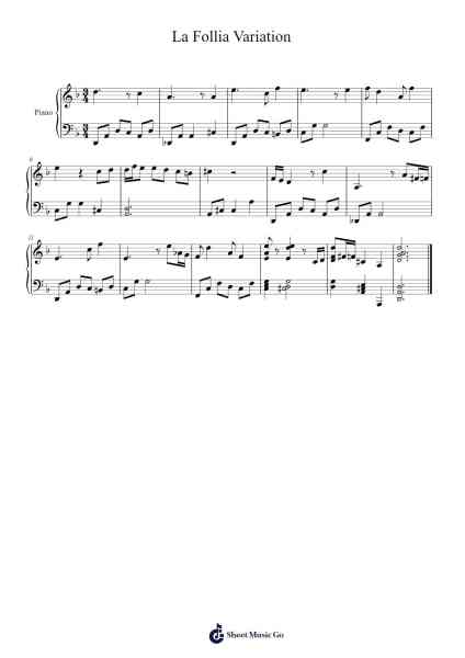 La Follia Variation 樂譜由 Beerret Eugil - 編曲 Hula