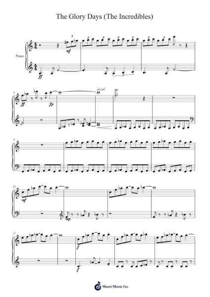 The Glory Days (The Incredibles) 樂譜由 Fitchclough - 編曲 Penlith