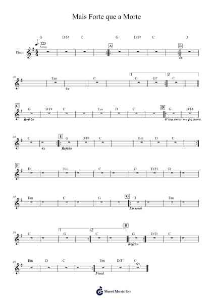 Mais Forte que a Morte Ноты для фортепиано от Blacliff Chanhead-Arr.Perrusk