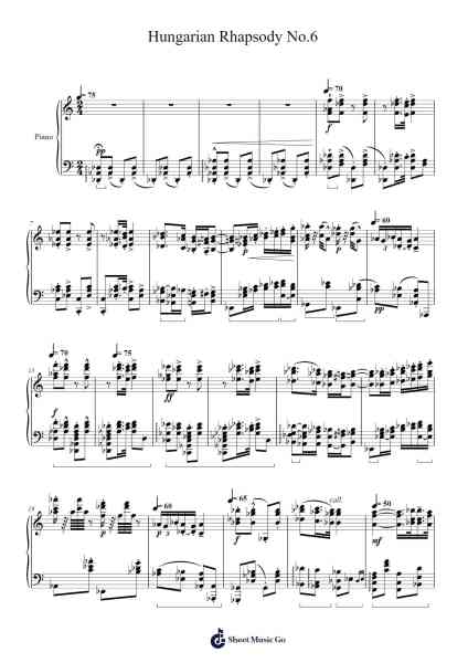 Hungarian Rhapsody No. 6 in D-flat Major, S.244/6 乐谱由 Franz Liszt - 编曲 Dwighthart Mickrold