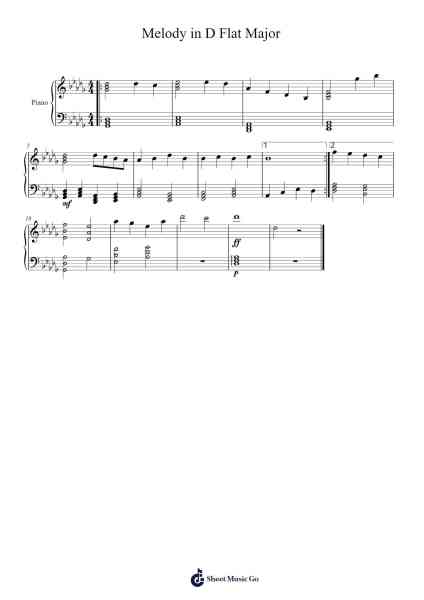 Melody in D Flat Major 악보 eriotto - 편곡 Guntrine