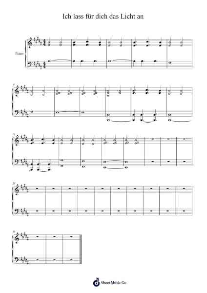 Ich lass für dich das Licht an 樂譜由 Revolverheld - 編曲 Mccan