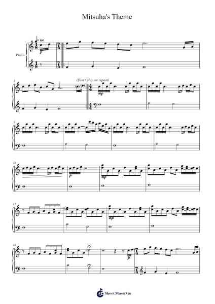 Mitsuha's Theme Sheet Music by RADWIMPS-Arr.Guygray