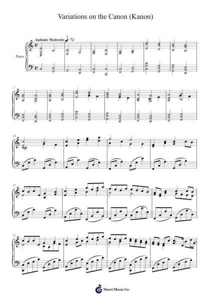 Variations on the Canon (Kanon) 樂譜由 George Winston - 編曲 Beckfey Earlnice