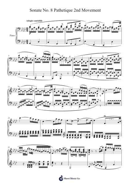 Sonate No. 8 Pathetique 2nd Movement 樂譜由 Ludwig van Beethoven - 編曲 Ribloor