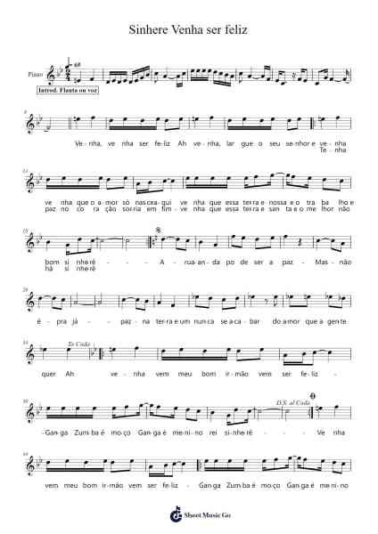 Sinhere Venha ser feliz 樂譜由 Edu Lobo/Torquato Neto - 編曲 Fanbrow Douggreve
