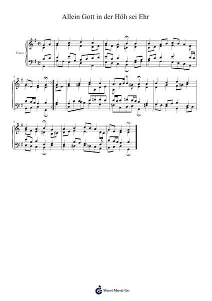 Allein Gott in der Höh sei Ehr, BWV 711 Sheet Music by Johann Sebastian Bach-Arr.Kerniei Judkell