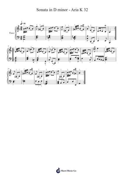 Sonata in D minor - Aria K 32 Sheet Music by Domenico Scarlatti-Arr.Fieldbing