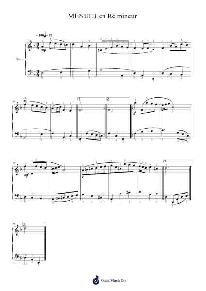Menuet in D Minor Sheet Music by Johann Sebastian Bach-Arr.Brucefe Payjim
