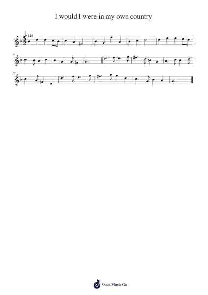 I would I were in my own country Sheet Music by StripperOrange-Arr.Jebois Hudlap