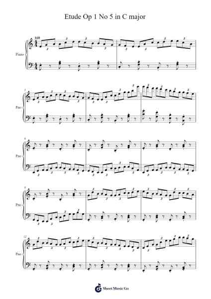 Etude Op 1 No 5 in C major Sheet Music oleh Phillips-Arr.Greenblack Xawilde