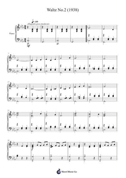 Waltz No.2 (1938) Sheet Music by Dmitri Shostakovich-Arr.Hartecam Thodoreboyle