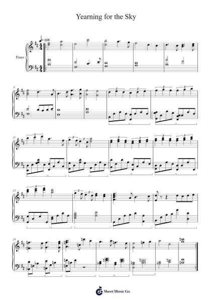 Yearning for the Sky Musica per pianoforte di Tatsuya Yano - Arr.Louhal