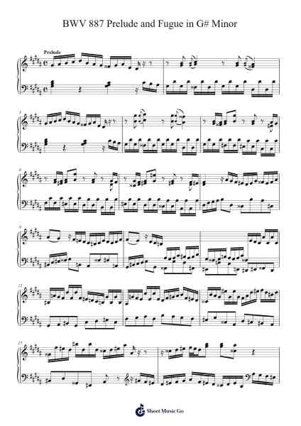 Prelude and Fugue in G# Minor, BWV 887 Sheet Music by Johann Sebastian Bach-Arr.Willmand Dundre