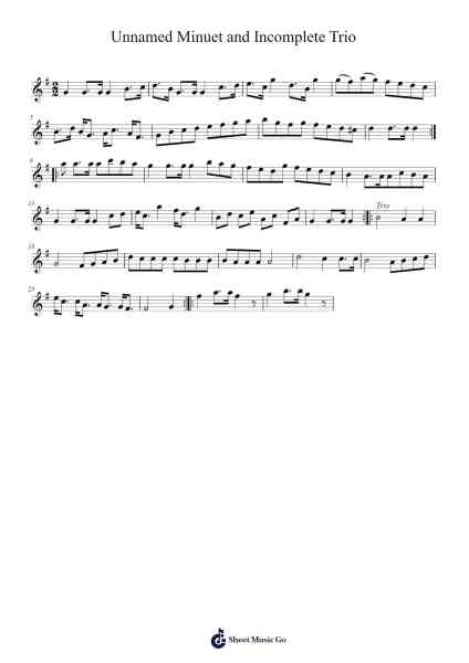 Unnamed Minuet and Incomplete Trio Sheet Music by undefined-Arr.Handre Raekiel