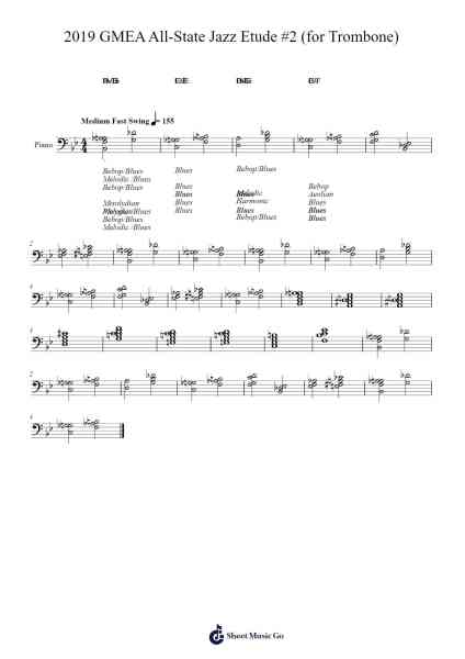 2019 GMEA All-State Jazz Etude #2 (for Trombone) 乐谱由 Weza Jamison-Neto - 编曲 Krisbe Chadky
