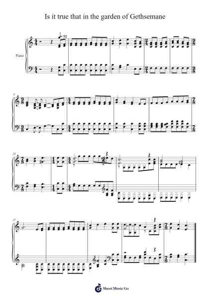 In the Garden of Gethsemane 楽譜 by Isaac Watts-Arr.Reywood