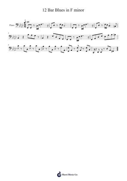12 Bar Blues in F minor Sheet Music by Juan Carlos Sotelo-Arr.Gusgess