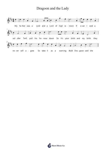 Dragoon and the Lady Sheet Music by Playce-Arr.Totience Queesom