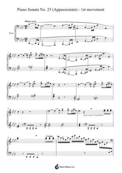 Piano Sonata No. 23 (Appassionata) - 1st movement Sheet Music by Ludwig van Beethoven-Arr.Camilshop