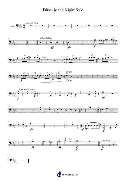 Blues in the Night Solo Sheet Music by Harold Arlen-Arr.Hodgdice