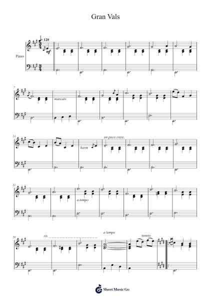 Gran Vals Sheet Music by Francisco Tárrega-Arr.Lamguy Nica