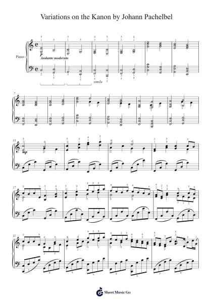 Variations on the Kanon by Johann Pachelbel 樂譜由 Thompdodd - 編曲 Iannet Shelac