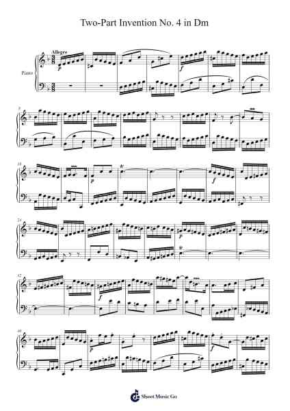 Two-Part Invention No. 4 in D Minor, BWV 775 Notas de música por Johann Sebastian Bach-Arr.Holmesmax