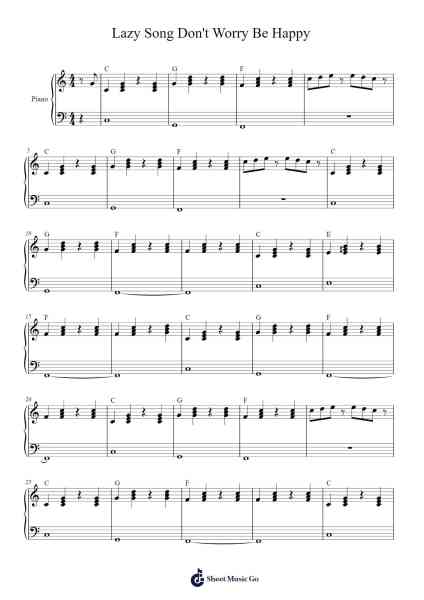 Lazy Song Don't Worry Be Happy 樂譜由 undefined - 編曲 Gracejosh