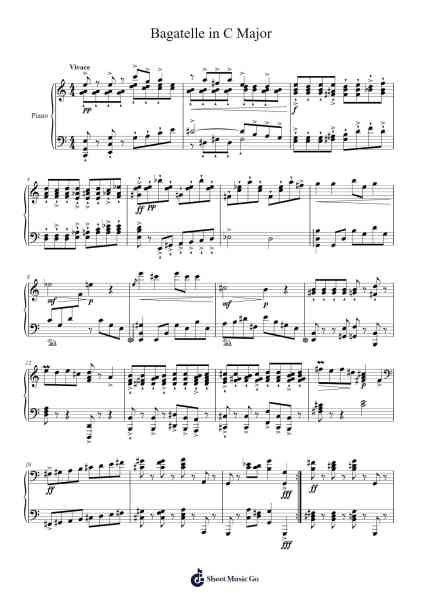 Bagatelle in C Major Sheet Music by ekakofi07-Arr.Thornnah
