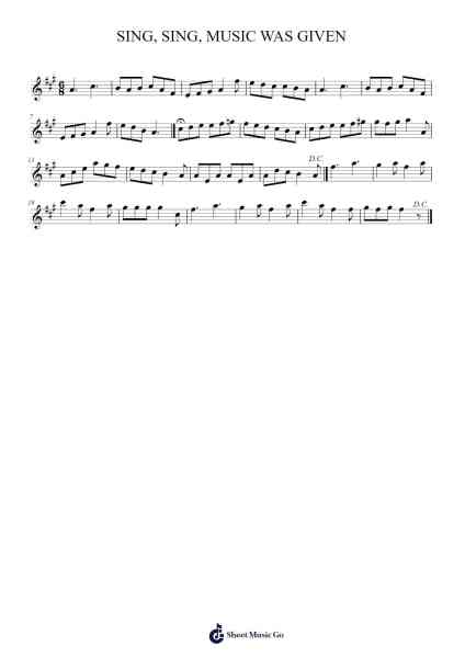 SING, SING, MUSIC WAS GIVEN Notas de música por Julian Chambers-Arr.Felnah Puvien