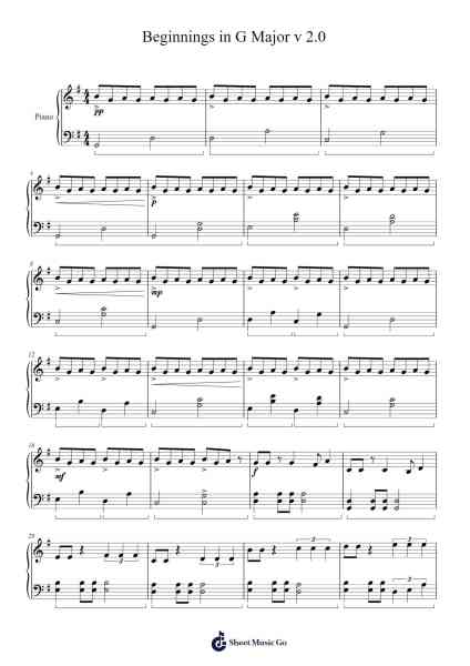 Beginnings in G Major v 2.0 Sheet Music by Carrreen-Arr.Wanje Phoefra