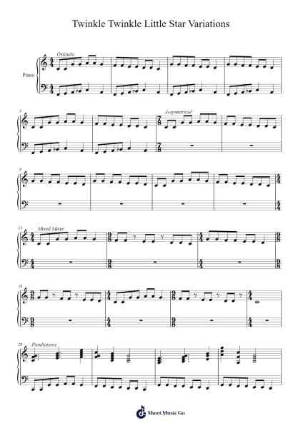 Twinkle Twinkle Little Star Variations 樂譜由 Ian Neiswender - 編曲 Pomeo Walshbee