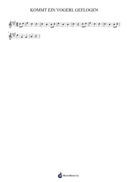 KOMMT EIN VOGERL GEFLOGEN Ноты для фортепиано от Rhythmet-Arr.Xefunk Huttrick