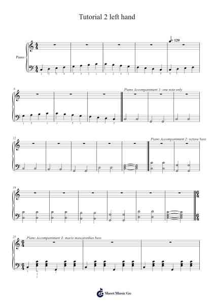 Tutorial 2 left hand Sheet Music by undefined-Arr.Cookje