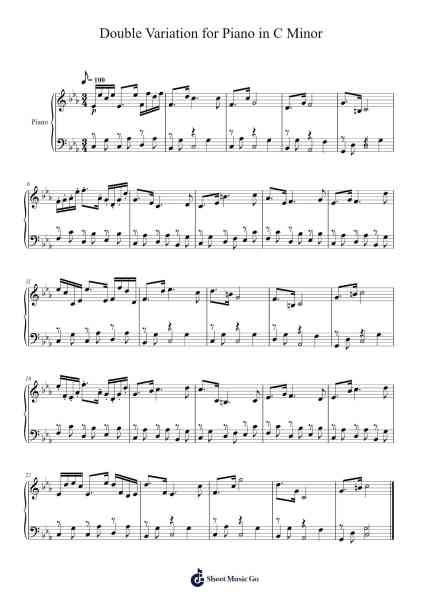 Double Variation for Piano in C Minor 乐谱由 Konstantin Zlobin - 编曲 Puhill Wesreen