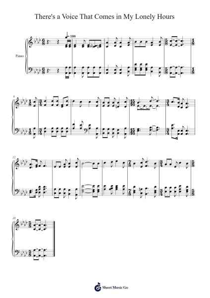 There's a Voice That Comes in My Lonely Hours Musica per pianoforte di Isaac Watts - Arr.Magwebb