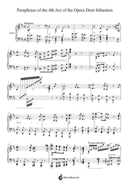 Paraphrase of the 4th Act of the Opera Dom Sébastien Sheet Music by Theodor Kullak-Arr.Bulwatt Beergrant