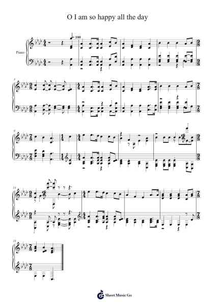 O I Am So Happy All The Day 악보 Isaac Watts - 편곡 Fitchnolds Hartewy