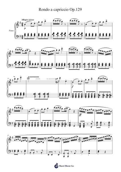 Rondo a Capriccio in G Major, Op. 129 "Rage Over a Lost Penny" โน้ตเพลงโดย Ludwig van Beethoven-Arr.Gillling