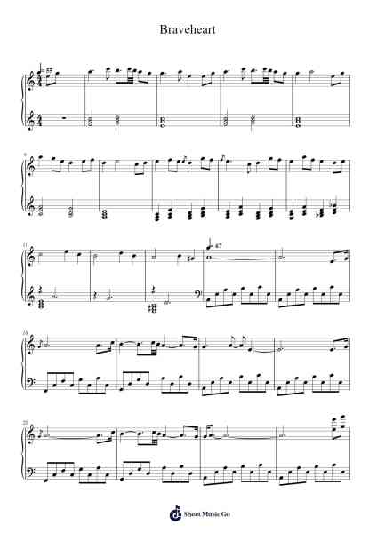 Braveheart Sheet Music by James Horner-Arr.Lesvien Billjay