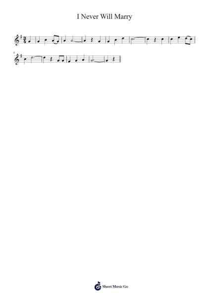 I Never Will Marry Sheet Music by Footbasian-Arr.Rydiah