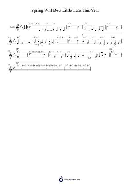 Spring Will Be a Little Late This Year 樂譜由 Frank Loesser - 編曲 Crylip