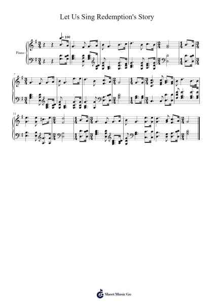 Let Us Sing Redemption's Story Musica per pianoforte di Isaac Watts - Arr.Sailshead Verborn