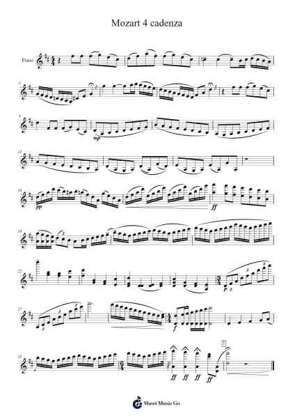 Mozart 4 cadenza 乐谱由 Wolfgang Amadeus Mozart - 编曲 Lynzoe Haybob