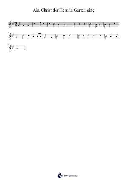 Als, Christ der Herr, in Garten ging Musica per pianoforte di undefined - Arr.Glacarr