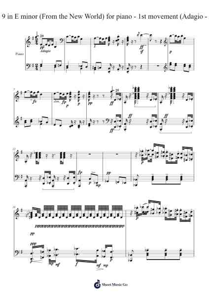 Symphony No. 9 in E minor (From the New World) for piano - 1st movement (Adagio - Allegro molto) 乐谱由 Antonín Dvořák - 编曲 Kepmill Rexbloor