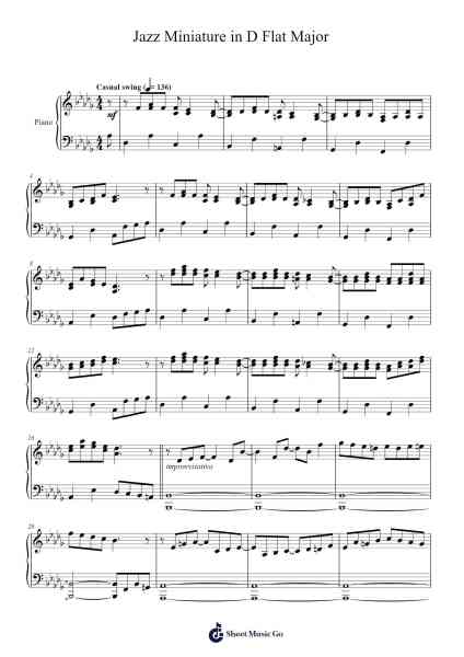 Jazz Miniature in D Flat Major Sheet Music by Cookeda-Arr.Golddon